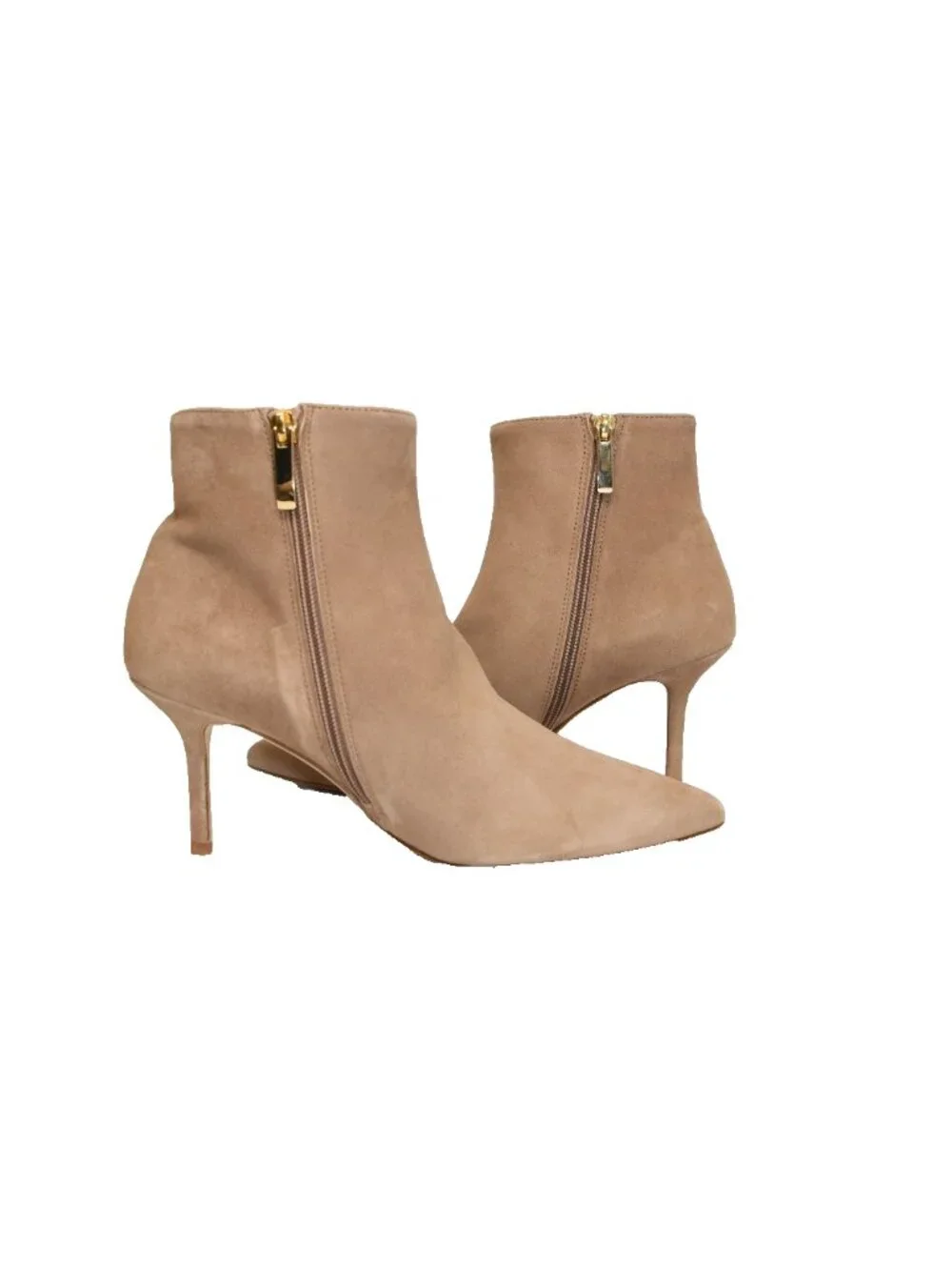 $600 L'AGENCE Aimee Bootie Buckskin Suede POINTY TOE HEELED BEIGE 39 (TF21)